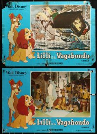 1p829 LADY & THE TRAMP group of 2 Italian 18x26 pbustas R1970s Walt Disney, canine dog classic!