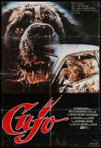 1p203 CUJO Lebanese 1983 Stephen King, best different Sciotti art of huge dog over Wallace in car!