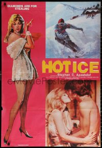 1p205 HOT ICE Lebanese 1978 Stephen C. Apostolof, art of sexy near-naked girl & skiiers!