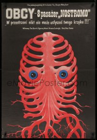 1p081 ALIEN Polish 26x38 1980 Ridley Scott classic, wonderful different art by Jakub Erol!