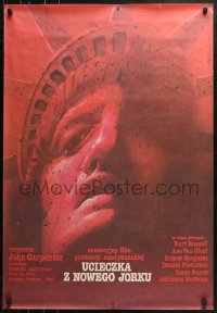 1p086 ESCAPE FROM NEW YORK Polish 27x39 1983 different art of Lady Liberty by Wieslav Walkuski!