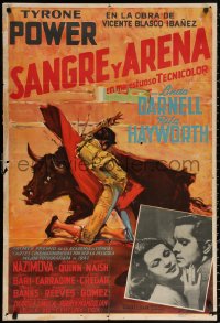 1p240 BLOOD & SAND Colombian poster 1942 Power, Hayworth, art of matador by Ruano-Llopis!