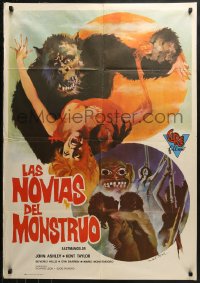 1p241 BRIDES OF BLOOD Spanish 1972 completely different art of monster with dismembered girl & more!