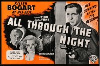 1p170 ALL THROUGH THE NIGHT English trade ad 1942 tough Humphrey Bogart pointing gun, different!