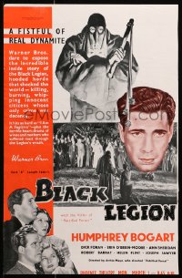 1p173 BLACK LEGION English trade ad 1936 Humphrey Bogart, hooded Ku Klux Klan members around fire!