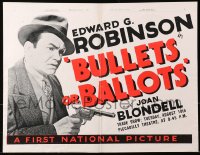 1p175 BULLETS OR BALLOTS English trade ad 1936 different image of Edward G. Robinson but no Bogart!