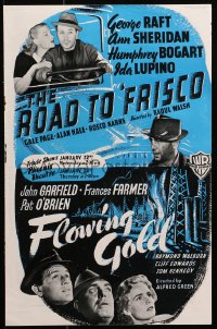 1p190 THEY DRIVE BY NIGHT/FLOWING GOLD English trade ad 1941 Bogart, Garfield, cool double bill!