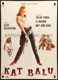 1p451 CAT BALLOU Yugoslavian 20x28 1965 classic sexy cowgirl Jane Fonda, Lee Marvin, great image!