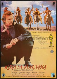 1p456 DANCES WITH WOLVES Yugoslavian 19x27 1990 image of Kevin Costner & Native American Indians!