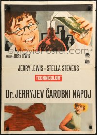1p481 NUTTY PROFESSOR Yugoslavian 20x28 1963 wacky scientist Jerry Lewis, sexy Stella Stevens!