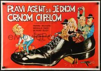 1p501 TALL BLOND MAN WITH ONE BLACK SHOE Yugoslavian 19x27 1972 Grand Blond aven Chassure Noire!