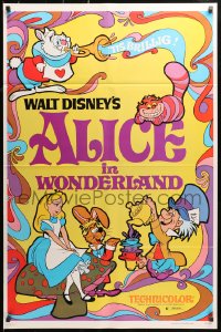1r441 ALICE IN WONDERLAND 1sh R1981 Walt Disney Lewis Carroll classic, cool psychedelic art