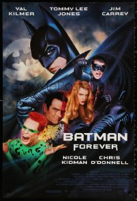 1r477 BATMAN FOREVER DS 1sh 1995 Val Kilmer, Tommy Lee Jones, Jim Carrey, O'Donnell, Nicole Kidman!