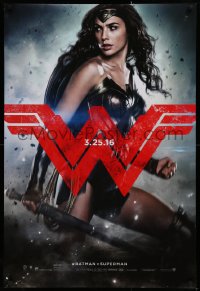 1r480 BATMAN V SUPERMAN teaser DS 1sh 2016 great image of sexiest Gal Gadot as Wonder Woman!