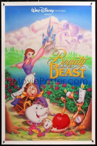 1r485 BEAUTY & THE BEAST DS 1sh 1991 Walt Disney cartoon classic, art of cast by John Hom!