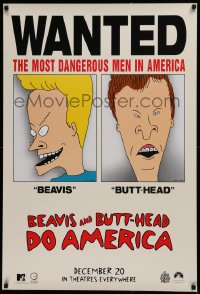1r486 BEAVIS & BUTT-HEAD DO AMERICA teaser 1sh 1996 Mike Judge, most dangerous men in America!