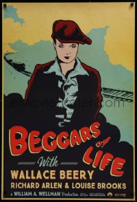 1r487 BEGGARS OF LIFE 1sh R2017 Wallace Beery, wonderful vintage style artwork of Louise Brooks!
