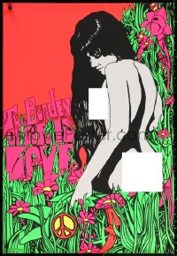 1r246 BURDEN OF LIFE IS LOVE 24x35 commercial poster 1969 blacklight, naked woman in a field!