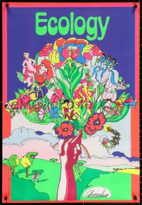 1r254 ECOLOGY 24x35 commercial poster 1960s groovy dayglo Chereskin art of people as flowers!