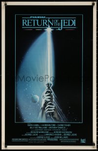 1r292 RETURN OF THE JEDI 22x34 commercial poster 1983 art of hands holding lightsaber by Reamer!