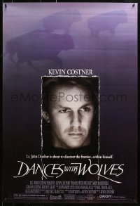 1r539 DANCES WITH WOLVES DS 1sh 1990 Kevin Costner directs & stars, image of buffalo!