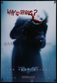 1r542 DARK KNIGHT teaser DS 1sh 2008 great image of Heath Ledger as the Joker, why so serious?