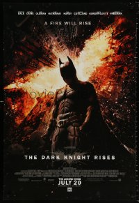 1r543 DARK KNIGHT RISES advance DS 1sh 2012 Christian Bale as Batman, a fire will rise!