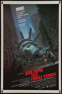 1r576 ESCAPE FROM NEW YORK studio style 1sh 1981 Carpenter, Jackson art of decapitated Lady Liberty!