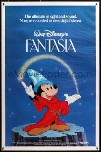 1r583 FANTASIA 1sh R1982 Mickey from Sorcerer's Apprentice, Chernabog, great images!