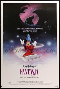 1r584 FANTASIA 1sh R1985 Mickey from Sorcerer's Apprentice & Chernabog from Night on Bald Mountain!