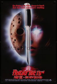 1r601 FRIDAY THE 13th PART VII int'l 1sh 1988 slasher horror sequel, Jason's back, red taglines!