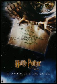 1r634 HARRY POTTER & THE PHILOSOPHER'S STONE teaser DS 1sh 2001 Hedwig the owl, Sorcerer's Stone!