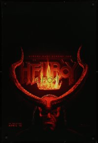 1r638 HELLBOY teaser DS 1sh 2019 close-up of David Harbour in the title role, give evil hell!