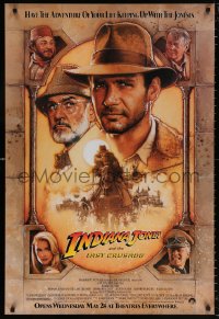 1r665 INDIANA JONES & THE LAST CRUSADE advance 1sh 1989 Ford/Connery over a brown background by Drew