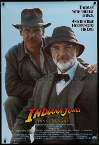 1r667 INDIANA JONES & THE LAST CRUSADE int'l 1sh 1989 Ford & Connery over blue background!