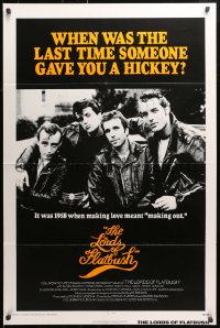 1r722 LORDS OF FLATBUSH int'l 1sh 1974 cool portrait of Fonzie, Rocky, & Perry as greasers in leather