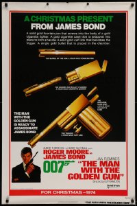 1r732 MAN WITH THE GOLDEN GUN teaser 1sh 1974 a Christmas present from James Bond, Robert McGinnis!
