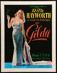 1r033 GILDA 15x20 REPRO poster 1990s sexy smoking Rita Hayworth full-length in sheath dress
