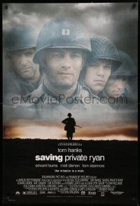 1r839 SAVING PRIVATE RYAN DS 1sh 1998 Spielberg, cast image of Tom Hanks, Tom Sizemore, Matt Damon!