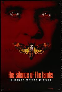 1r855 SILENCE OF THE LAMBS style B teaser DS 1sh 1991 image of Anthony Hopkins with moth over mouth!