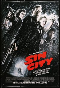 1r857 SIN CITY advance DS 1sh 2005 graphic novel by Frank Miller, cool image of Bruce Willis & cast