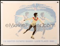 1r316 1980 WINTER OLYMPICS 19x25 special poster 1980 Lake Placid, art of ice skater by Wheeler!