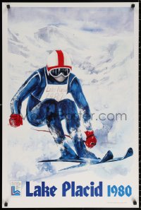 1r317 1980 WINTER OLYMPICS 24x36 special poster 1979 great John Gallucci sports art of skier!