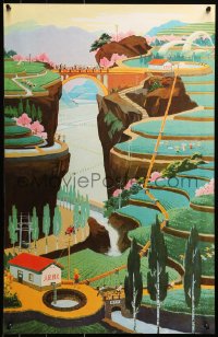 1r347 CHINESE PROPAGANDA POSTER terrace farms style 18x28 Chinese special poster 1970s cool art!