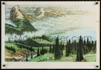 1r342 CHINESE PROPAGANDA POSTER mountain range style 21x30 Chinese special poster 1986 cool art!