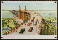 1r348 CHINESE PROPAGANDA POSTER Yangtse River bridge 21x30 Chinese special poster 1986 cool art!