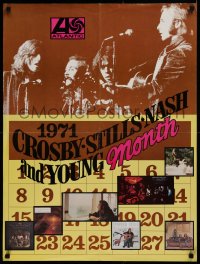 1r164 CROSBY, STILLS, NASH & YOUNG 24x32 music poster 1971 monthly calendar design, great images!