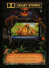 1r354 DOLBY DIGITAL 26x36 special poster 1990 artwork of jungle animals in theater!