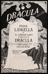 1r014 DRACULA 14x22 stage poster 1977 cool vampire horror art by producer Edward Gorey!