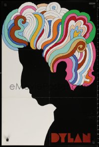 1r166 DYLAN 22x33 music poster 1967 colorful silhouette art of Bob by Milton Glaser!